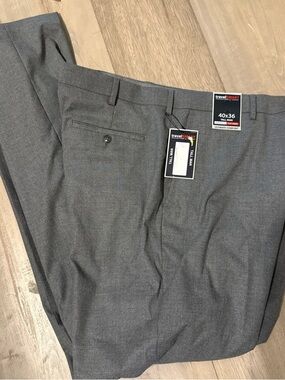 Roundtree & Yorke Travel Smart Wool Blend Flat Front Chino Pants 40x36 Gray NWT